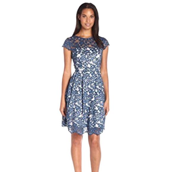 Eliza J Dresses & Skirts - Eliza J Blue Lace Fit And Flare Dress, Size 12